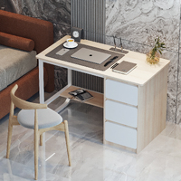 Modern Minimalist Computer Desk with Storage Drawers Office Table (Oak)