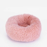 Cat Pet Calming Donut Marshmallow Bed Fluffy Warm Cushion Plush (Pink)