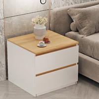 Modern Two-Drawer Nightstand with Wooden Top and Storage