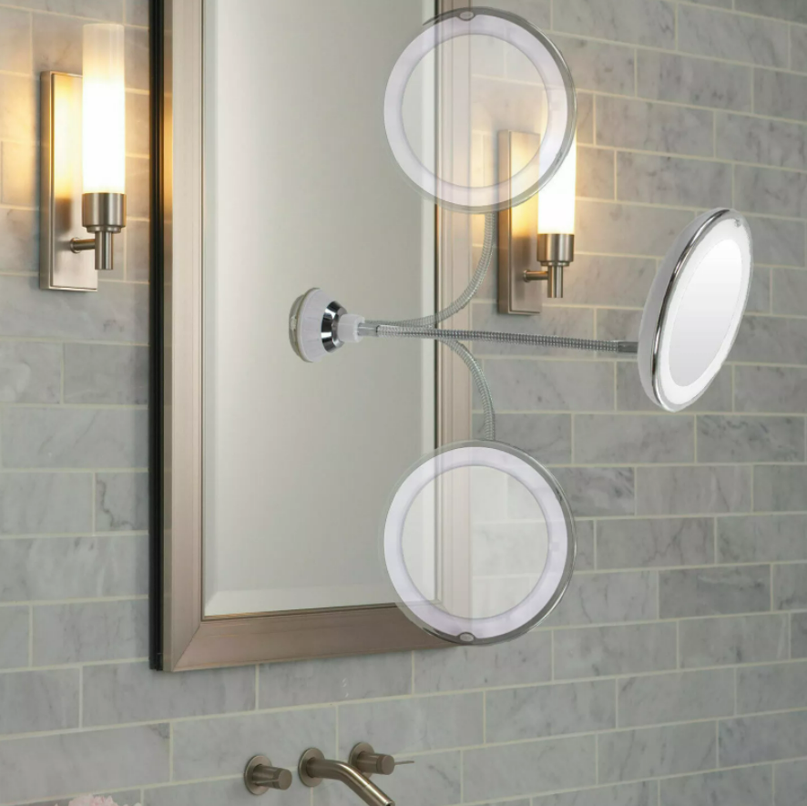 Flexi Mirror With LED 10x Magnifying Bathroom Suction Cup