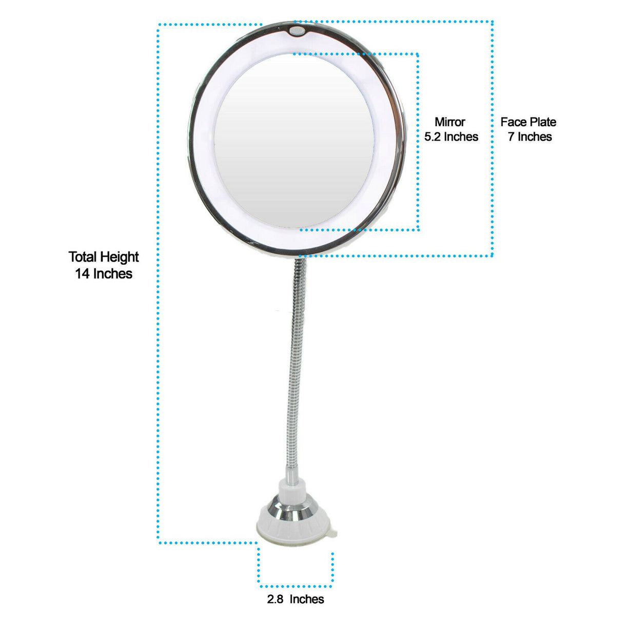 Flexi Mirror With LED 10x Magnifying Bathroom Suction Cup