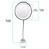 Flexi Mirror With LED 10x Magnifying Bathroom Suction Cup