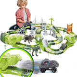 240PCS Kids Electric Car Toy Fun Education Assemble Dinosaur Racing Track