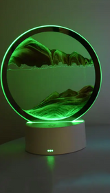 Sand Art 3D Quick Sand Moving Lamp Round Glass LED Table Light (Green)