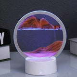 Sand Art 3D Quick Sand Moving Lamp Round Glass LED Table Light (Pink)