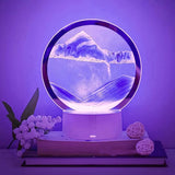 Sand Art 3D Quick Sand Moving Lamp Round Glass LED Table Light (Purple)