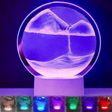 Sand Art 3D Quick Sand Moving Lamp Round Glass LED Table Light (Purple)