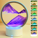 Sand Art 3D Quick Sand Moving Lamp Round Glass LED Table Light (Purple)