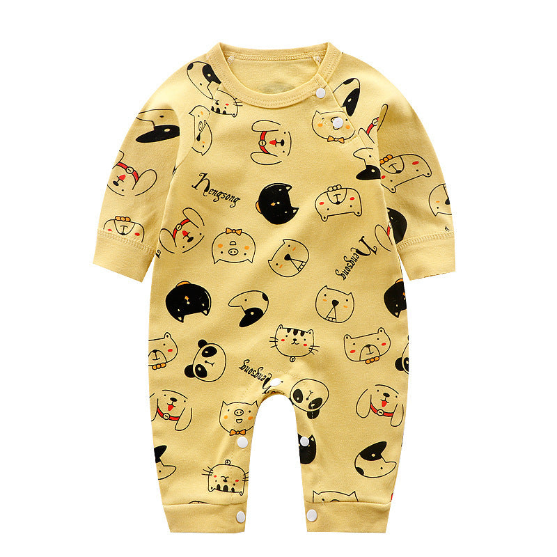 Baby Romper Jumpsuit Cute Kids Overall Clothes Babies Long Sleeve Onesie (Yellow)