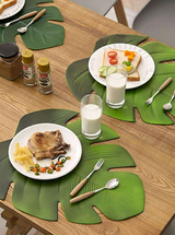 4PC Monstera Leaf Placemat Plate Coasters Artificial 46cm