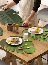 4PC Monstera Leaf Placemat Plate Coasters Artificial 46cm