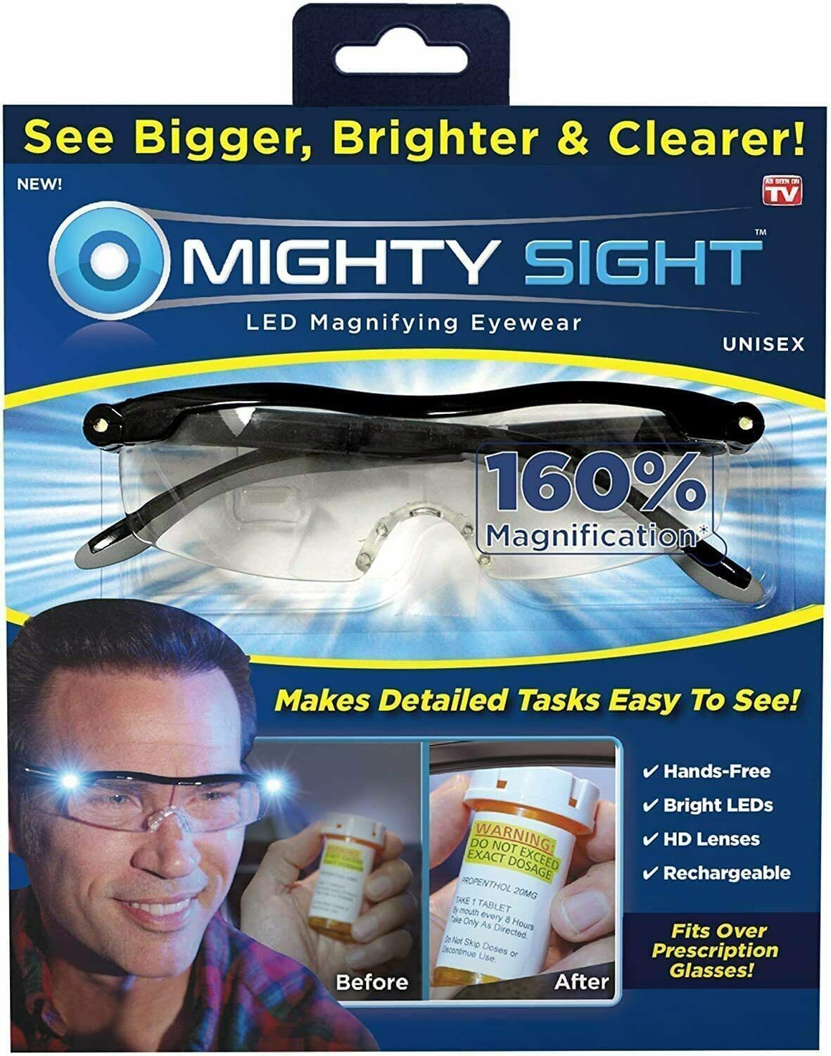 Mighty Sight Magnifying Glasses with LED Light Lens