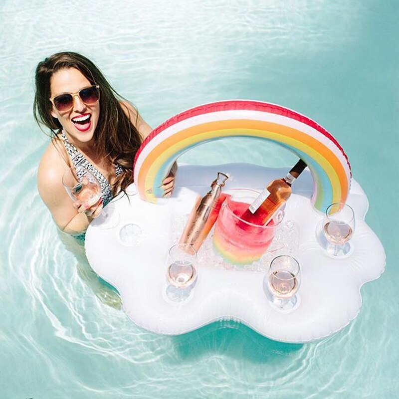 Rainbow Ice Pool Float Cup Drink Holder For Swimming Pool Water Party