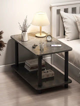 Bedside Table Marble Rectangle Sofa Side Table (Grey)