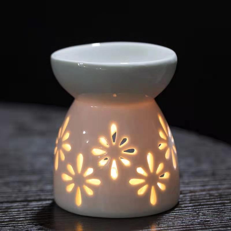 Wax Warmer Oil Burner Tealight Candle Ceramic Holder Beautiful White