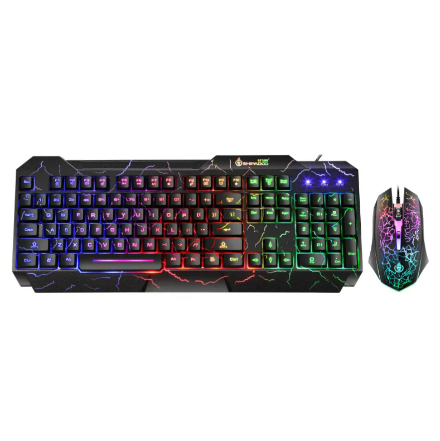 RGB Mechanical Wired Gaming Keyboard Mouse Set D620 Combo Shipadoo (Black)