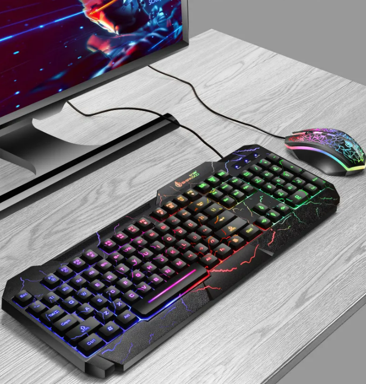 RGB Mechanical Wired Gaming Keyboard Mouse Set D620 Combo Shipadoo (Black)