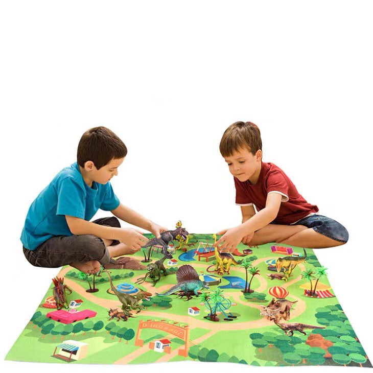 Dinosaur Toys With Jungle Carpet Toy Figure Activity Mat With Case