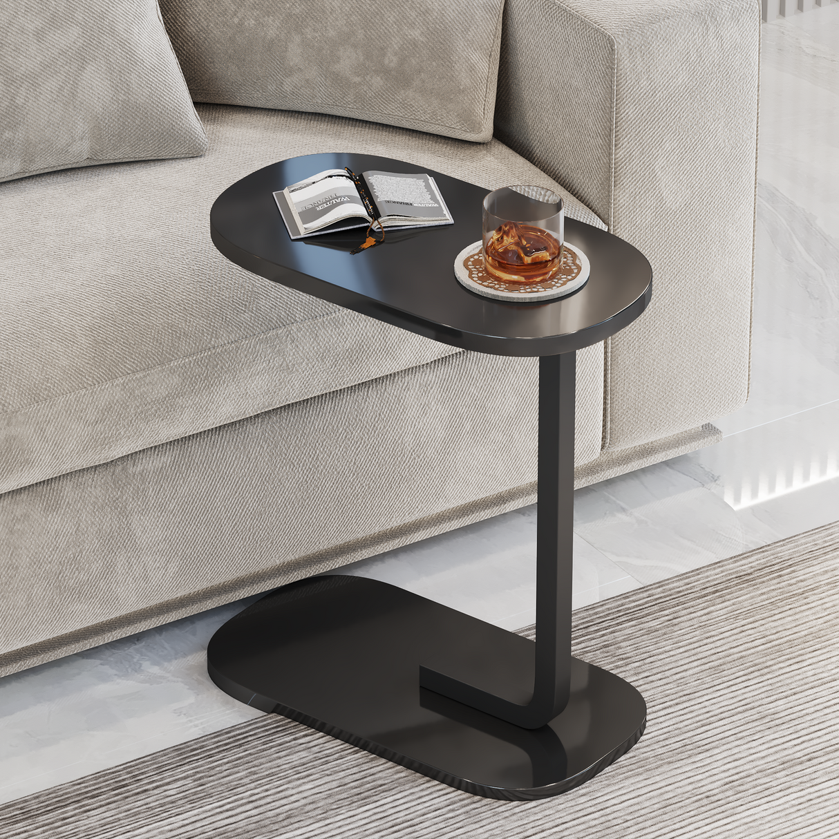 Corbin Side Table Wooden End Table Bedside Sofa Table (Black)