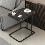 Side Table Marble End Table Bedside Sofa Table Rectangle (Black)