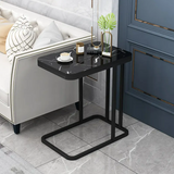 Side Table Marble End Table Bedside Sofa Table Rectangle (Black)