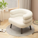 Boucle Arm Chair Accent Fleece Fluted Fluffy Sofa Chair (White)