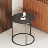 Astra Marble Side Table Round Circular End Table Lounge (Black)