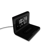 LED Digital Alarm Clock Charging Pad Lamp Wireless Charger Qi 3 in 1 (Black)