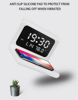 LED Digital Alarm Clock Charging Pad Lamp Wireless Charger Qi 3 in 1 (White)