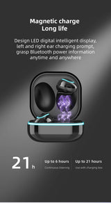 EarPod Wireless Waterproof S6 LED Display Mini Headphone Touch Control (Black)