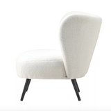 Boucle Armchair Lounge Chair with Lumbar Pillow Sofa Seat (White)