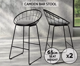 Grey Fabric Bar Stool Set Dining Counter Chairs With Padded Cushion (2 Set)