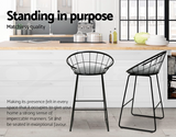 Grey Fabric Bar Stool Set Dining Counter Chairs With Padded Cushion (2 Set)