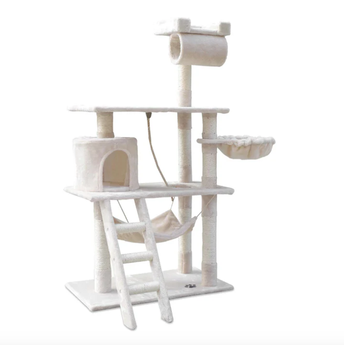 Cat Climbing Frame Tree Bed Scratch Post Large 141cm (Beige)