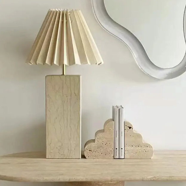 Travertine Natural Stone Bookends Beige Book Holders Set