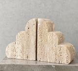 Travertine Natural Stone Bookends Beige Book Holders Set