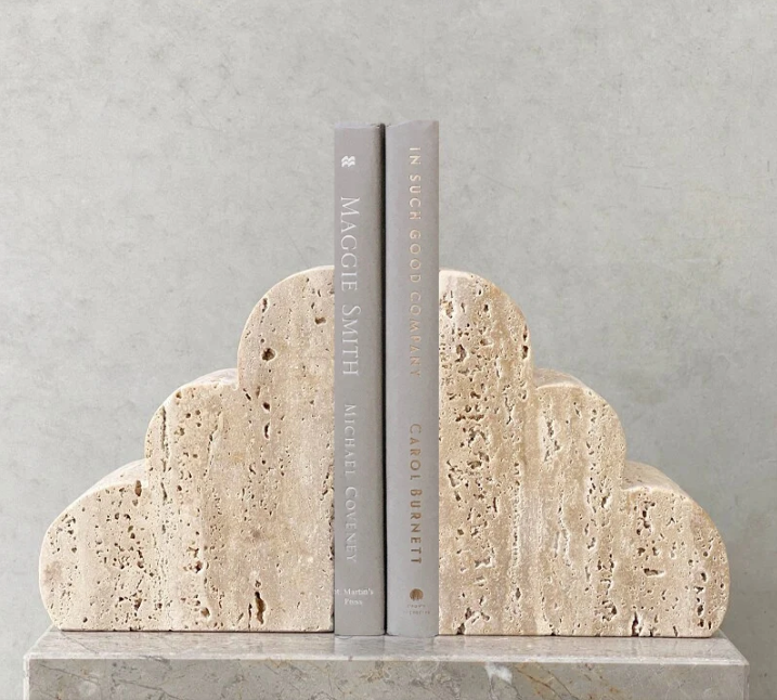 Travertine Natural Stone Bookends Beige Book Holders Set