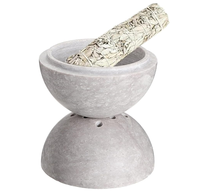 Grey Marble Travertine Stone Incense Burner Sphere