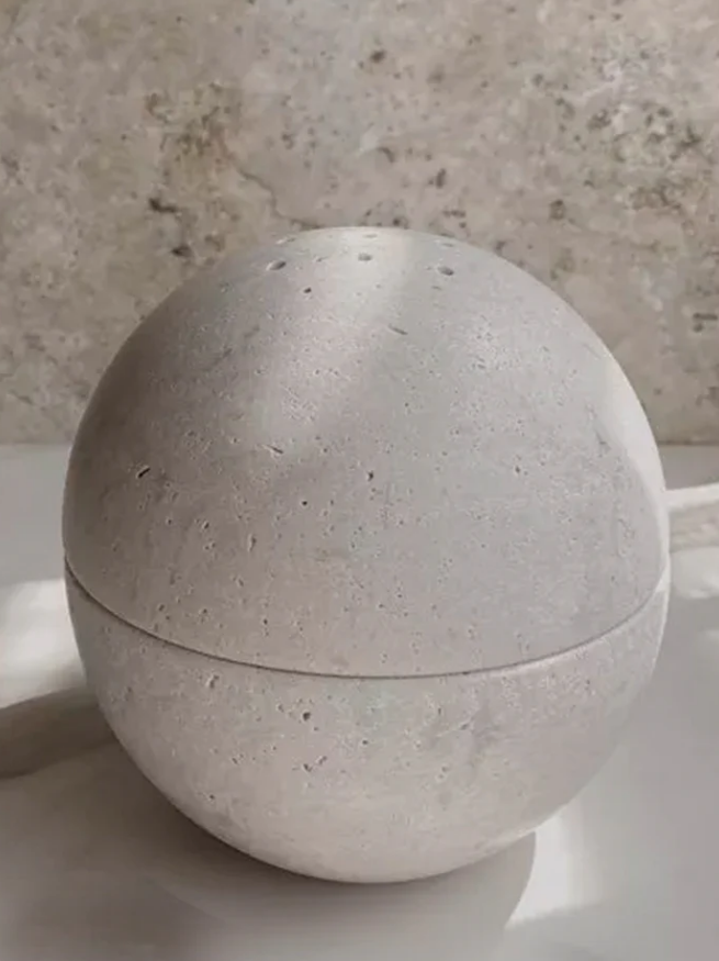 Grey Marble Travertine Stone Incense Burner Sphere