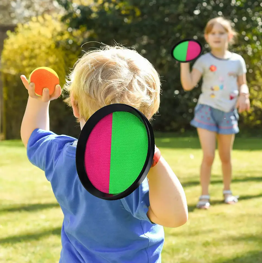 Outdoor Velcro Ball Game Toss Catch Family Set With Paddles & Ball