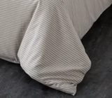 Washed Cotton Duvet Cover Set Bedding Quilt Doona with Pillow Case (Caramel White Stripe) (Queen)