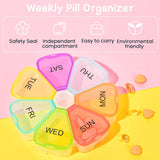 Rainbow Pill Box Storage Carrier Organiser Case 7 Day Portable