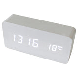 Wireless Digital Alarm Clock LED Display Rectangle (White Wood)