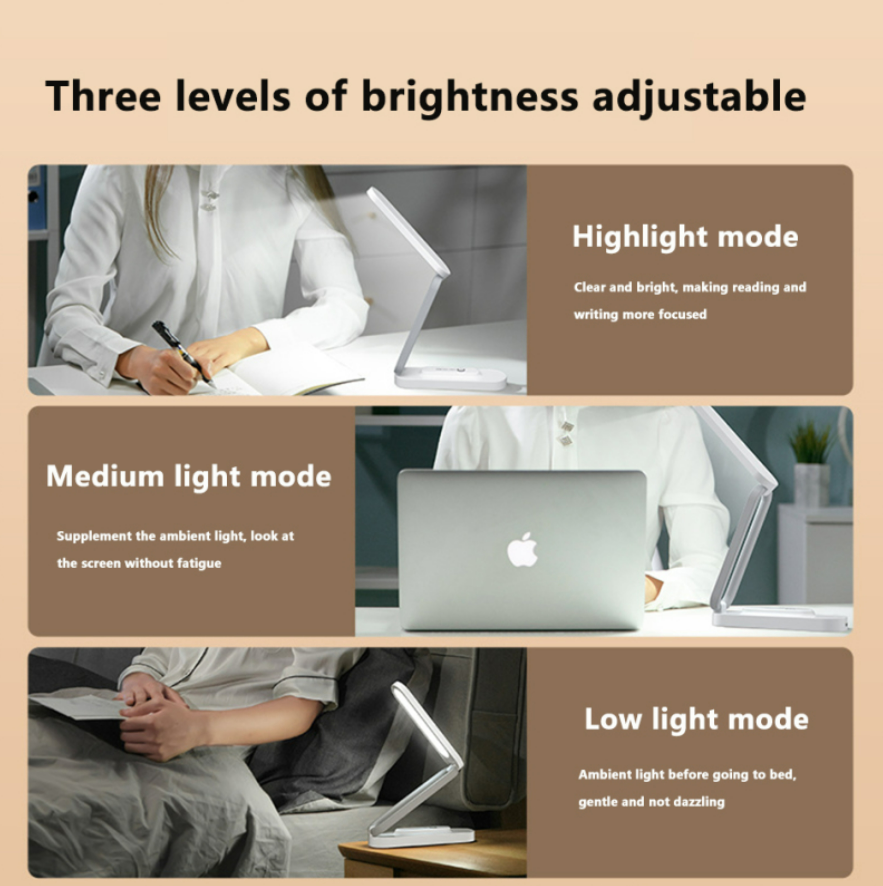 Folding Led Desk Lamp Natural Light Dimmable Office Lamp 3 Colour Mode USB