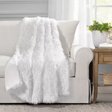 Lucia Sherpa Faux Fur Blanket Luxury Warm Fluffy 120cm Bed Couch Pure White Sofa Throw