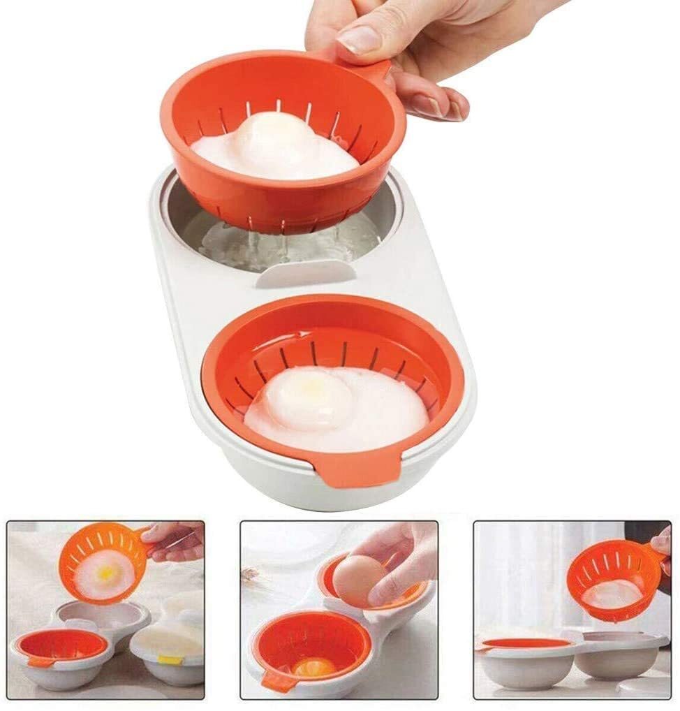 Microwave Egg Cooker Double Egg Steamer Oven Boiler Poacher