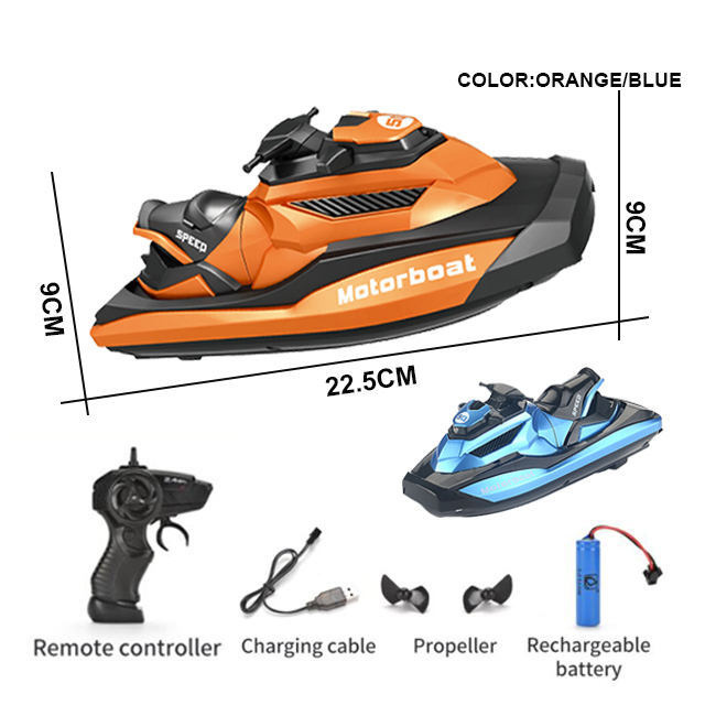 Racing Boat Remote Control Jetsky Water 2.4G Speed Motor Boat Toy (Blue)