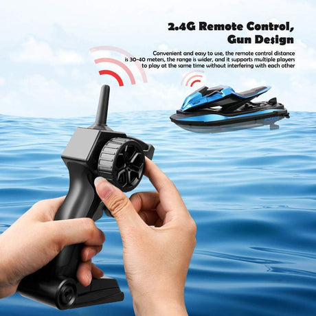 Racing Boat Remote Control Jetsky Water 2.4G Speed Motor Boat Toy (Blue)