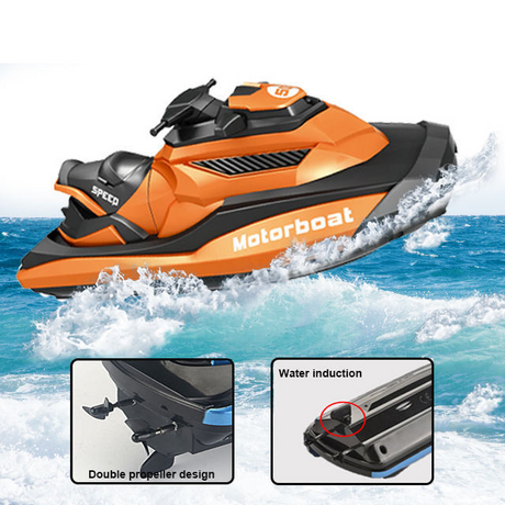 Racing Boat Remote Control Jetsky Water 2.4G Speed Motor Boat Toy (Orange)