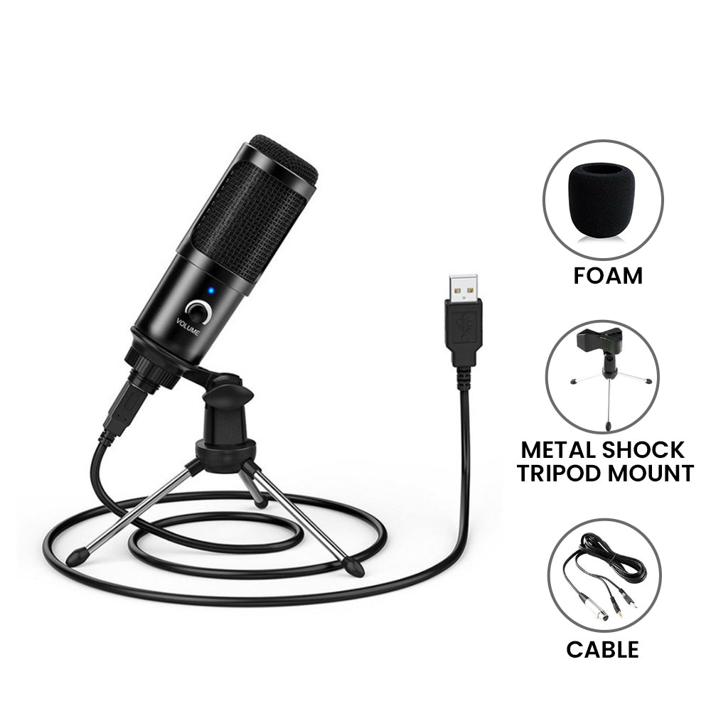 USB Microphone Condenser Noise Cancelling Cardioid Pickup Podcast Voice Recording Over Microphone